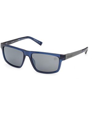 Timberland Tb00070 90D Sunglasses Injected Smoke Squared Polarized - Black