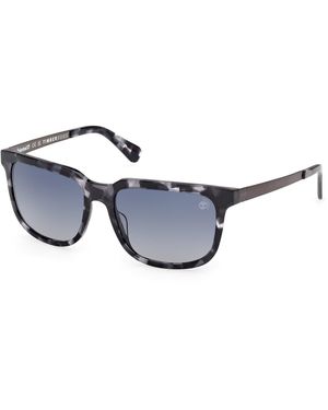 Timberland Tb00064 55D Sunglasses Acetate Smoke Squared Polarized - Black