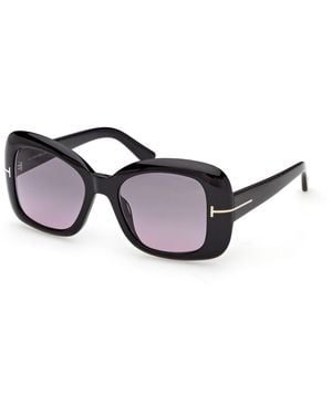 Tom Ford Ft1348 Sandra-02 01B Sunglasses Acetate Smoke Squared Normal - Black