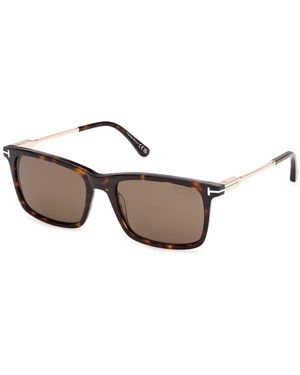 Tom Ford Ft1409 Lee-02 52H Sunglasses Acetate Squared Polarized - Black
