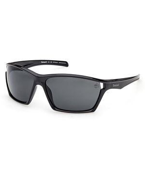 Timberland Tb00055 01D Sunglasses Injected Smoke Squared Polarized - Black