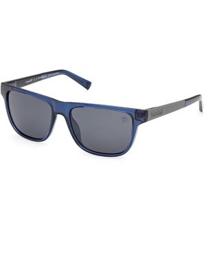 Timberland Tb00069 90D Sunglasses Injected Smoke Squared Polarized - Black