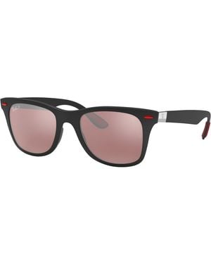 Ray-Ban Sunglasses Man Rb4195m Scuderia Ferrari Collection - Black Frame Silver Lenses Polarized 52-20