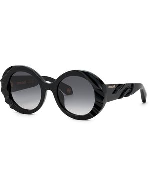 Roberto Cavalli Src010V 700 Sunglasses Acetate Round Normal Shaded - Black