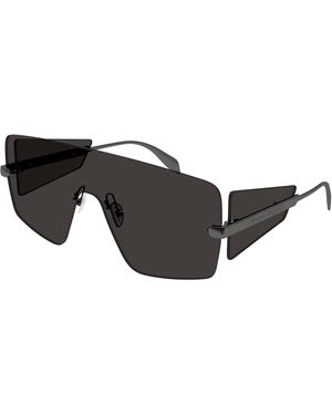 McQueen Am0460S 001 Sunglasses Metal Mask - Black