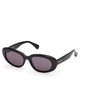 Max Mara Mm0196 01A Sunglasses Acetate Smoke Round Normal - Black
