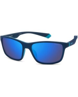 Polaroid Pld 2153/S Fll/5X Sunglasses Eraser Wraparound Polarized Mirror - Blue