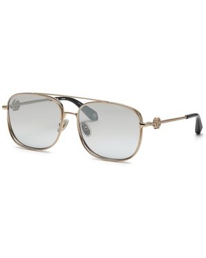 Roberto Cavalli Src059M 8Ffx Sunglasses Metal Smoke Squared Normal Mirror - Black
