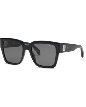 Chopard Sch406 700 Sunglasses Acetate Smoke Squared Anti-Glare - Black