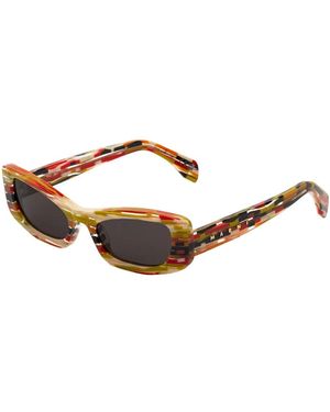 Marni Dpo Nyama Stripes Sunglasses Acetate Squared - Black
