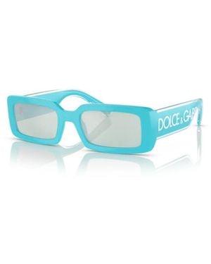 Dolce & Gabbana Dg6187 334665 Sunglasses Plastic Squared Mirrored - Blue