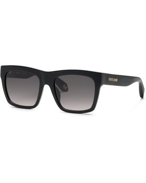Roberto Cavalli Src126M 700 Sunglasses Acetate Smoke Squared Normal Shaded - Black