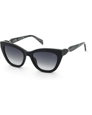 Blumarine Sbm240 700 Sunglasses Acetate Smoke Butterfly Normal Nuanced - Black