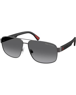 Polo Ralph Lauren Ph3165 9215T3 Sunglasses Metal Pilot Polarized Nuanced - Black