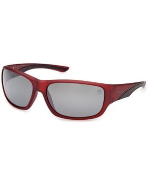 Timberland Tb00084 67D Sunglasses Injected Smoke Squared Polarized - Black