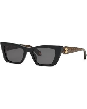 Roberto Cavalli Src169M 700 Sunglasses Acetate Smoke Cat Eye Normal - Black