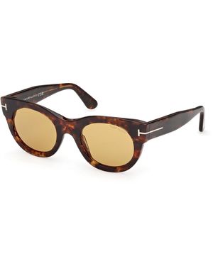 Tom Ford Ft1315 Marine-02 55E Sunglasses Acetate Round Normal - Black