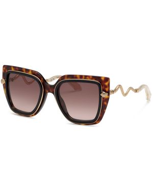 Roberto Cavalli Src097M 9Tcy Sunglasses Acetate Butterfly Normal Shaded - Black