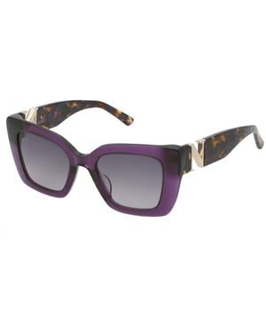 Nina Ricci Snr378V 916 Sunglasses Acetate Smoke Squared Normal Shaded - Black