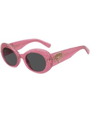 Chiara Ferragni Cf 7004/S Qr0/Ir Outlet Sunglasses Plastic Round - Black