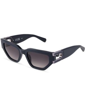 Furla Sfub09 09Gu Sunglasses Acetate Smoke Squared Normal Nuanced - Blue