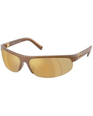 Miu Miu Mu A02S 16Y8G1 Sunglasses Injected Round Mirrored - Black