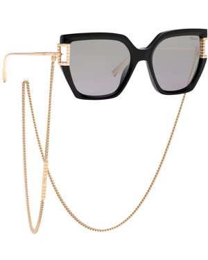 Chopard Ikch378 Blkx Sunglasses Acetate Smoke Geometric Anti-Glare Shaded - Grey