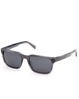 Timberland Tb00099 64D Sunglasses Acetate Smoke Squared Polarized - Black