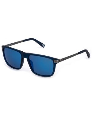 Fila Sfib11 Agqp Sunglasses Acetate Smoke Geometric Polarized Mirrored - Black