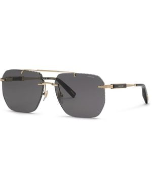 Chopard Schl53 300 Sunglasses Metal Smoke Squared Anti-Glare - Black