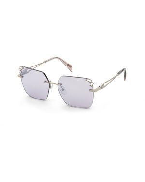 Blumarine Sbm229S A39X Sunglasses Metal Squared Normal Mirrored - Black