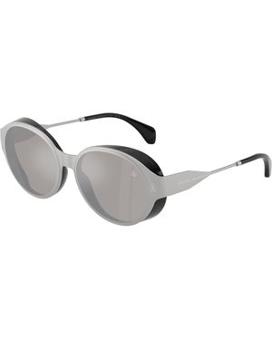 Moncler Me4005T Auros 10046G Sunglasses Titanium Round Normal - Black