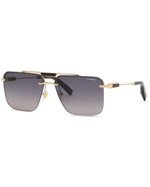 Chopard Schm11 300 Sunglasses Metal Smoke Geometric Anti-Glare Nuanced - Black