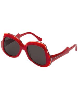 Marni Ps8 Quelyfish Comb Sunglasses Acetate Geometric - Red