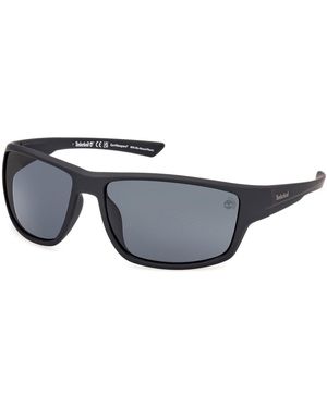 Timberland Tb00003 02D Sunglasses Injected Smoke Squared Polarized - Black