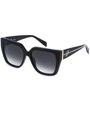 Blumarine Sbm871 700 Sunglasses Acetate Smoke Squared Normal Shaded - Black