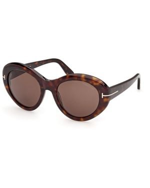 Tom Ford Ft1423 Elodie-02 52E Sunglasses Acetate Round Normal - Black
