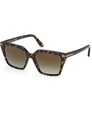 Tom Ford Ft1412 Erin-02 55P Sunglasses Acetate Squared Normal - Black