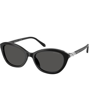 Swarovski Sk6066U 103887 Sunglasses Acetate Round Normal - Black