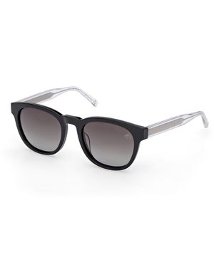 Timberland Tb00060 01D Sunglasses Acetate Smoke Round Polarized - Black