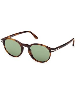 Tom Ford Ft1331 Prescott-02 53N Sunglasses Acetate Round Normal - Green