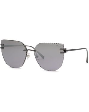 Chopard Schl54M I86X Sunglasses Metal Smoke Squared Anti-Glare Shaded - Black