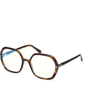 Tom Ford Ft5814-B 052 Optical Frames Injected Geometric Normal - Black