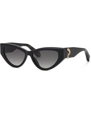 Roberto Cavalli Src184 700 Sunglasses Acetate Smoke Cat Eye Normal Nuanced - Black