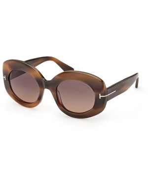 Tom Ford Ft1346 Claudette-02 55T Sunglasses Acetate Bordeaux Round Normal - Black