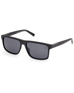 Timberland Tb00006 02D Sunglasses Injected Smoke Squared Polarized - Black