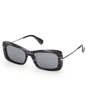 Max Mara Mm0194 64A Sunglasses Acetate Smoke Squared Normal - Black