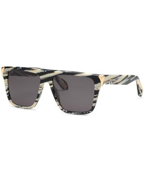 Roberto Cavalli Src094M 0Ahh Sunglasses Acetate Smoke Squared Normal - Black