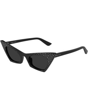 McQueen Am0557S 005 Sunglasses Acetate Cat Eye - Black