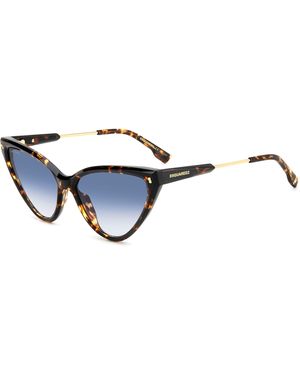 DSquared² D2 0134/S 086/08 Sunglasses Acetate Light Cat Eye Shaded - Black